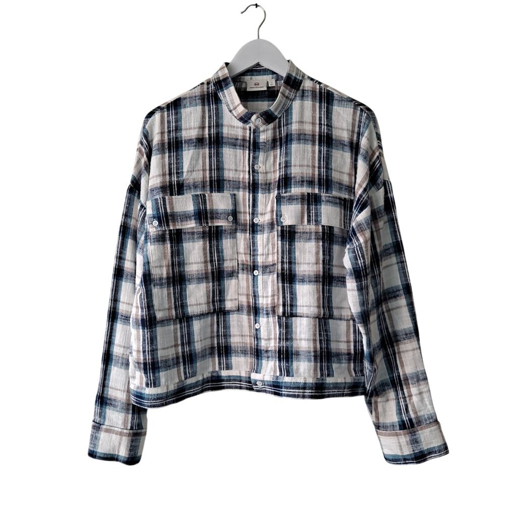 Adriano Goldschmied Smith Plaid Flannel Button Down Shirt Jacket Shacket Size S